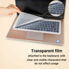 A transparent film attached to a laptop keyboard, showing clear and visible characters on the keys.