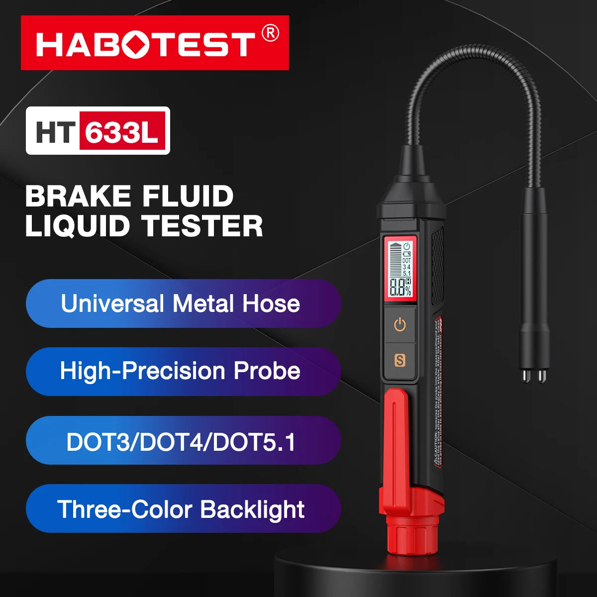 Digital Brake Fluid Tester with Backlit Display