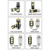 A collection of various T10 and BA9S LED car interior light upgrade kits for different sizes and applications.
