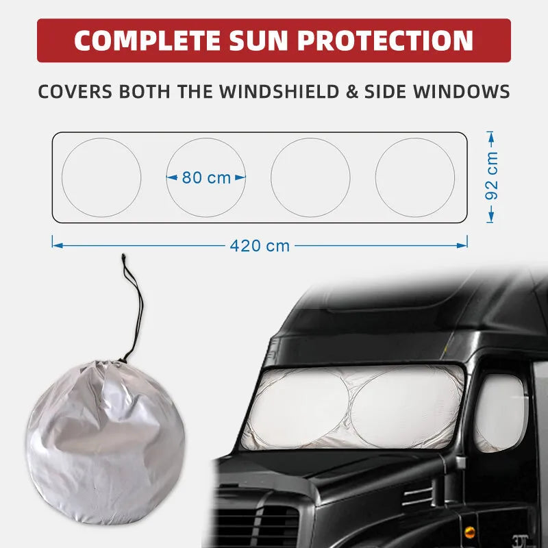 Heavy Duty Windshield Sun Shade for Semi Trucks
