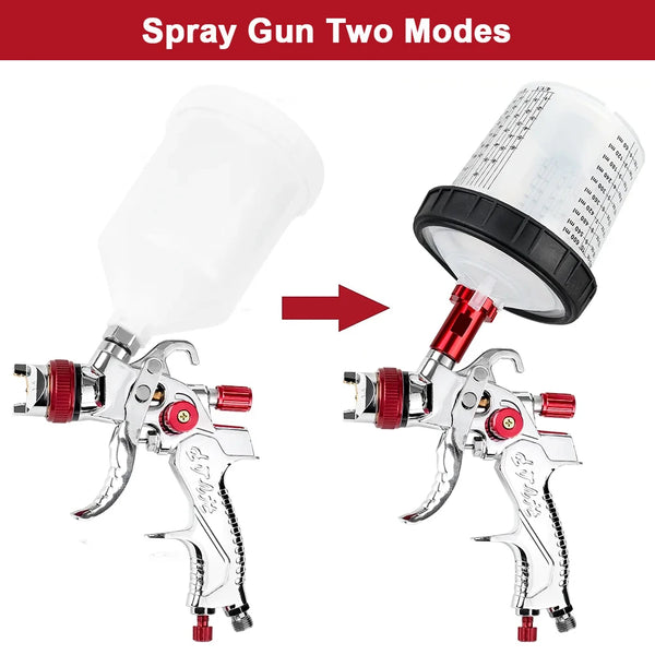 HVLP Gravity Feed Spray Gun Kit with Nozzles & Air Regulator