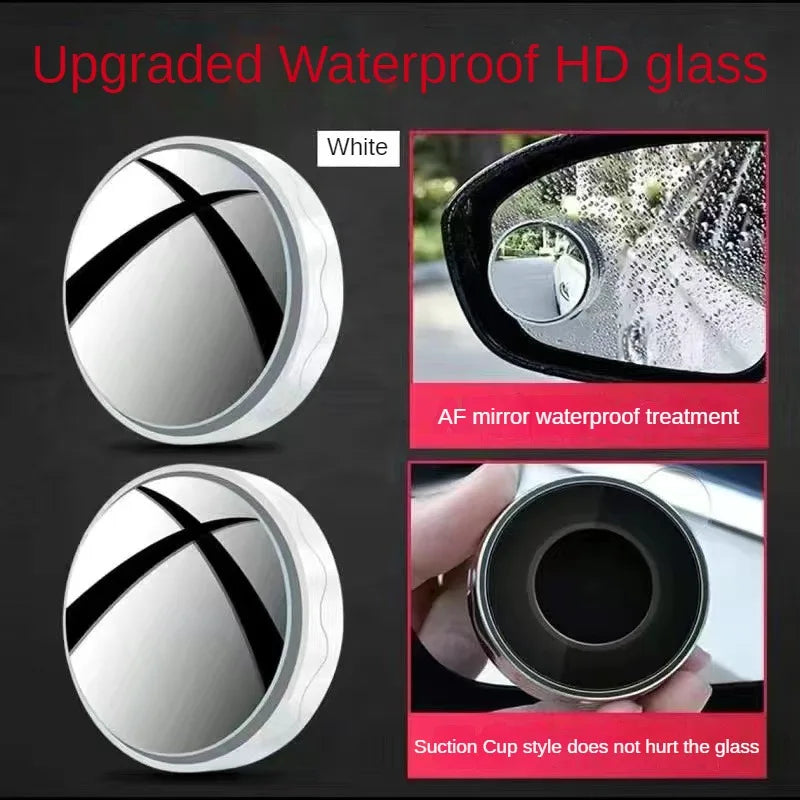 White upgraded waterproof HD glass blind spot mirror for car rearview