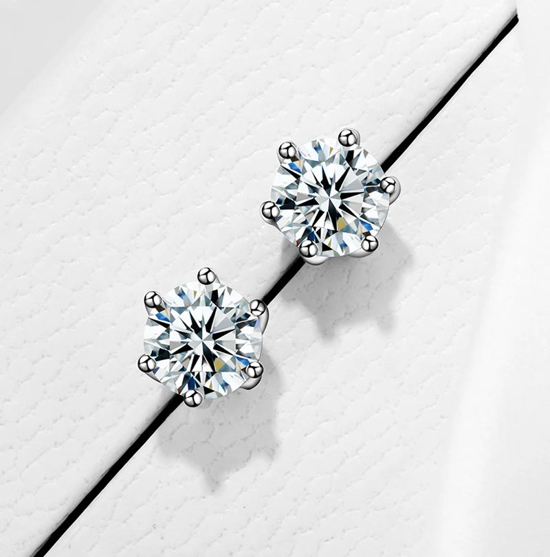 Classic Moissanite Stud Earrings in Sterling Silver