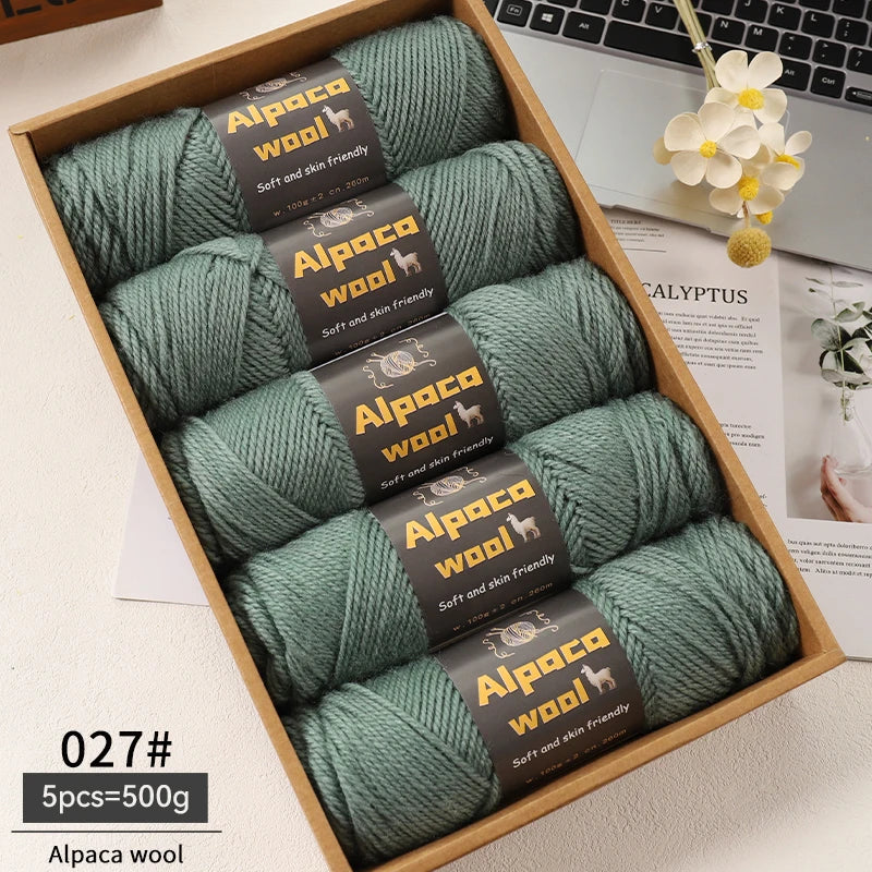 Chunky Alpaca Wool Knitting Yarn – 500g Multi-Color Set for Cozy Winter Projects