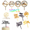 Gold Acrylic Happy Birthday Cake Toppers (Set of 10)