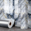 Roll of 3D marble peel-and-stick waterproof wall panels featuring gray and gold veining