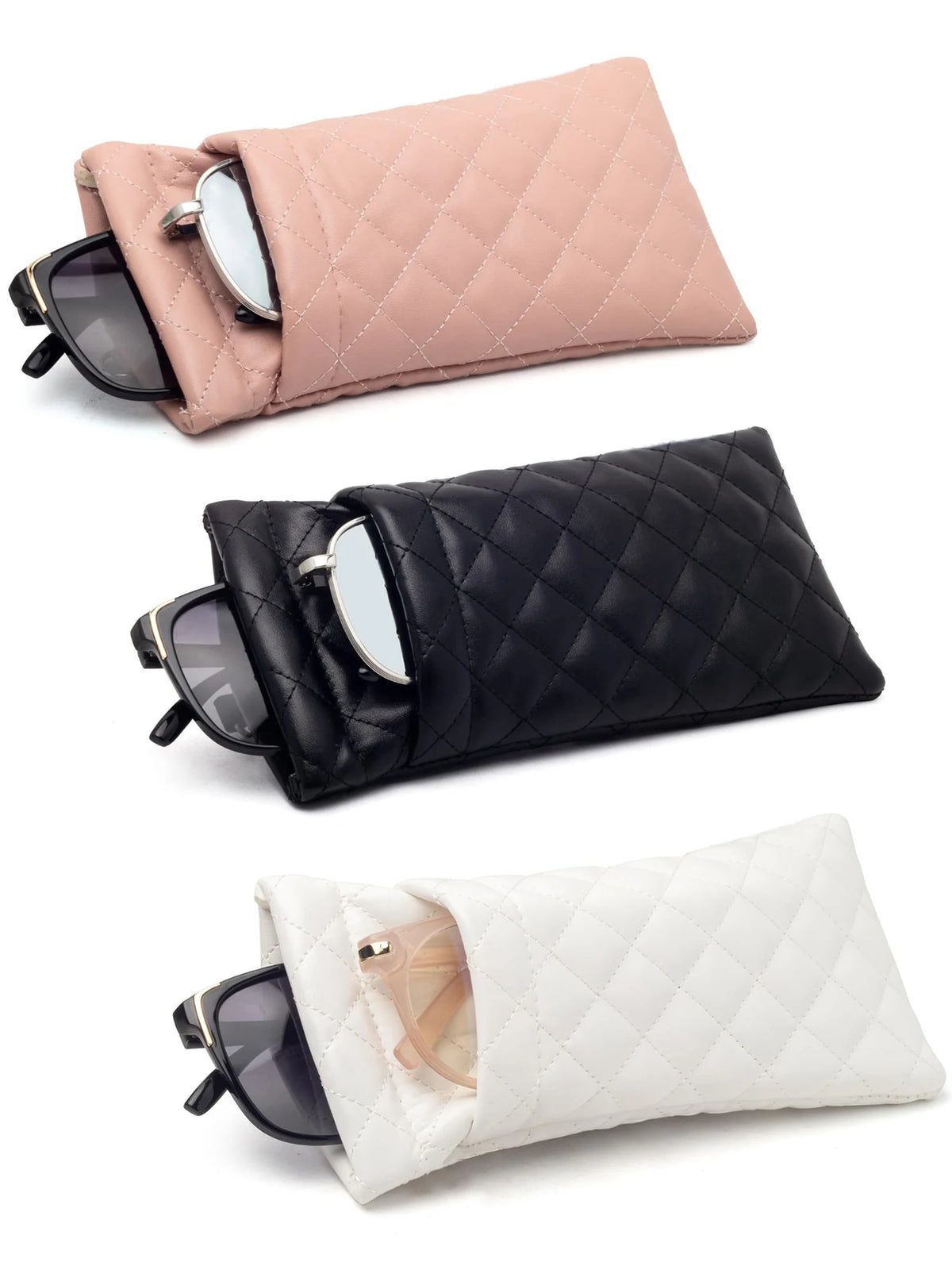 Double-Layer PU Leather Glasses Case with Soft Lining