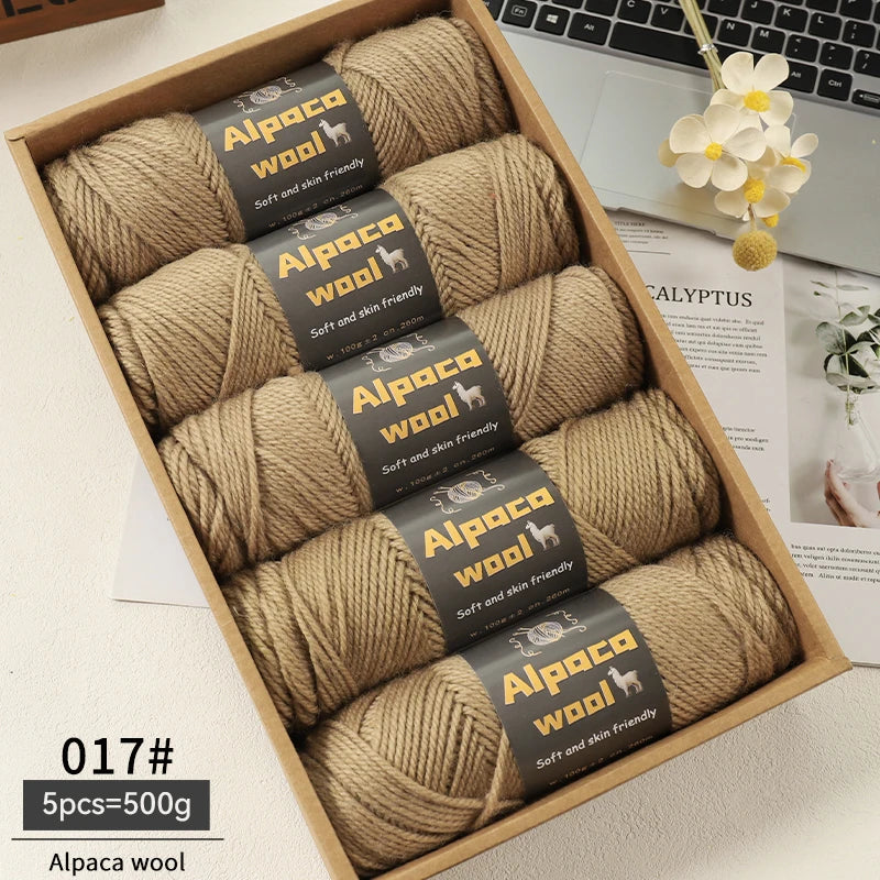 Chunky Alpaca Wool Knitting Yarn – 500g Multi-Color Set for Cozy Winter Projects