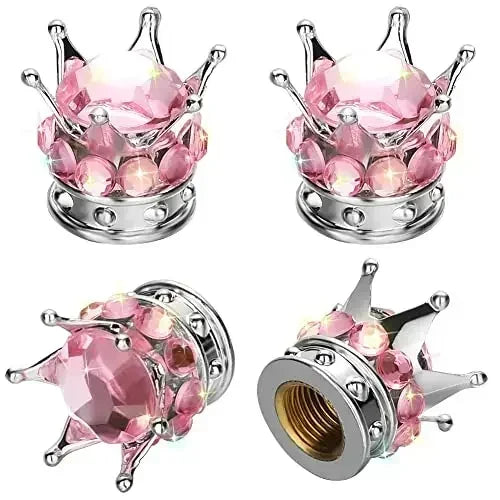 Crystal Crown Tire Valve Caps - Set of 4