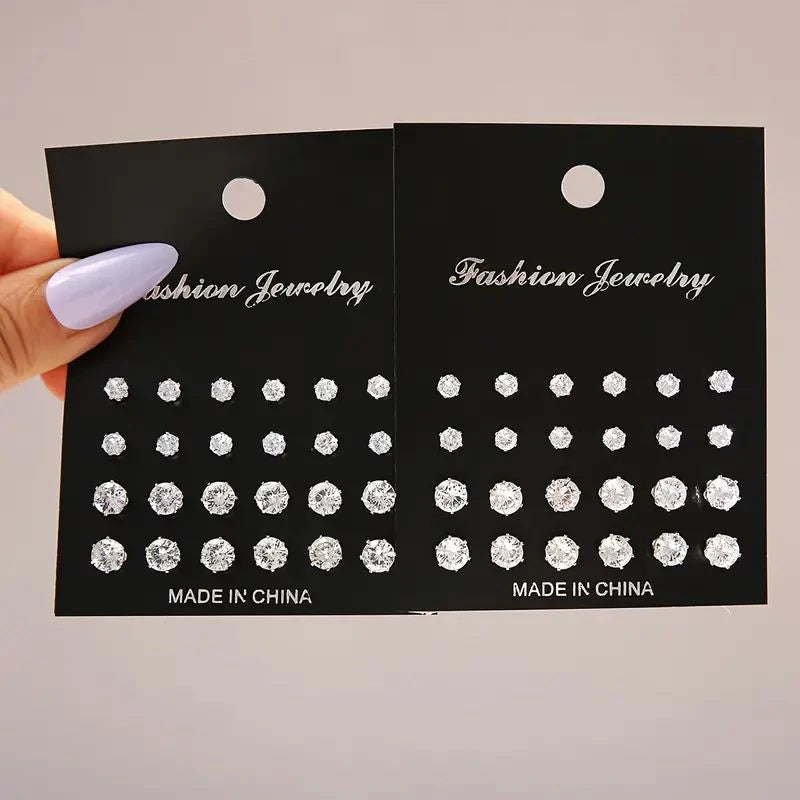 Classic Cubic Zirconia Stud Earring Set