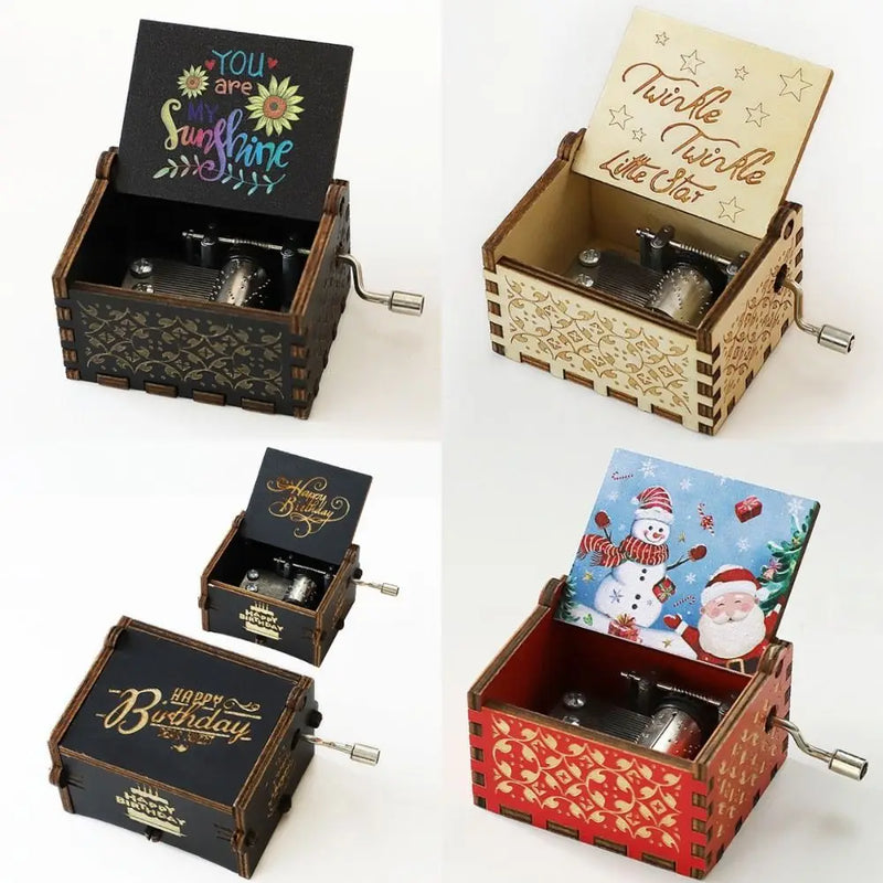 Hand-Cranked Wooden Music Box