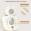 A beige ultra-fine velvet stroller seat cushion featuring a padded design and 3D breathable mesh fabric.