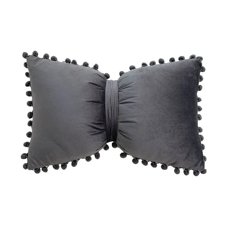Velvet Bow Accent Pillow Cover