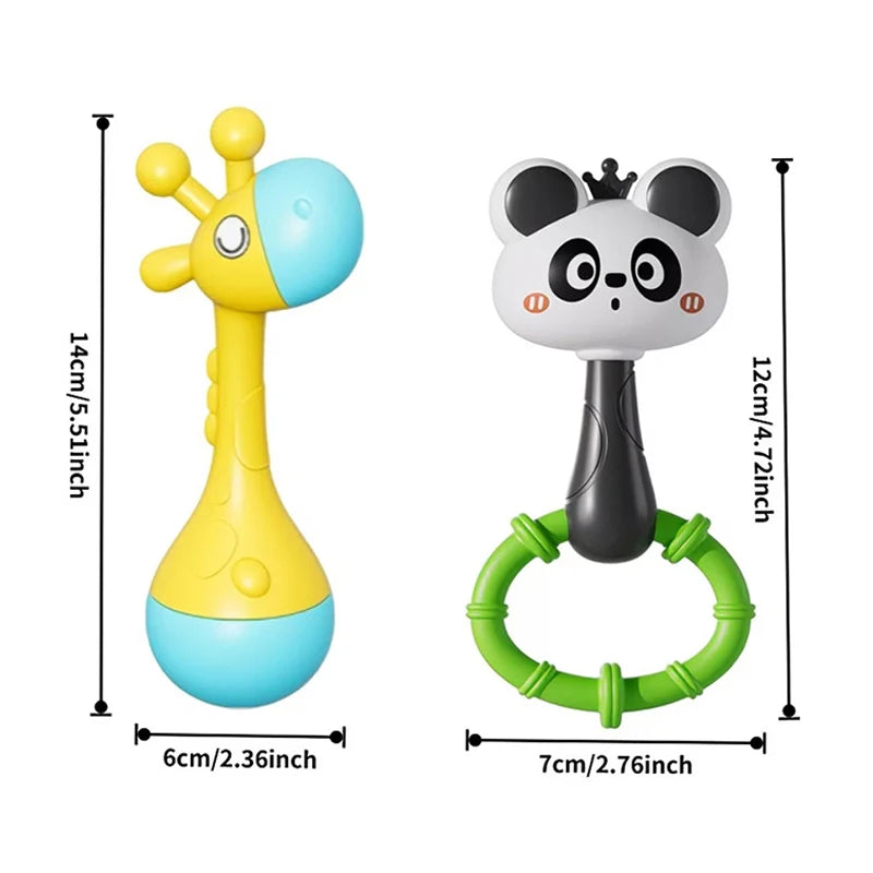Cute Animal Baby Rattle with Soothing Sounds – Montessori Teether Toy for Newborns