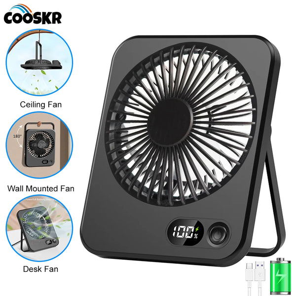 Portable Rechargeable Desk Fan with 5 Speed Settings