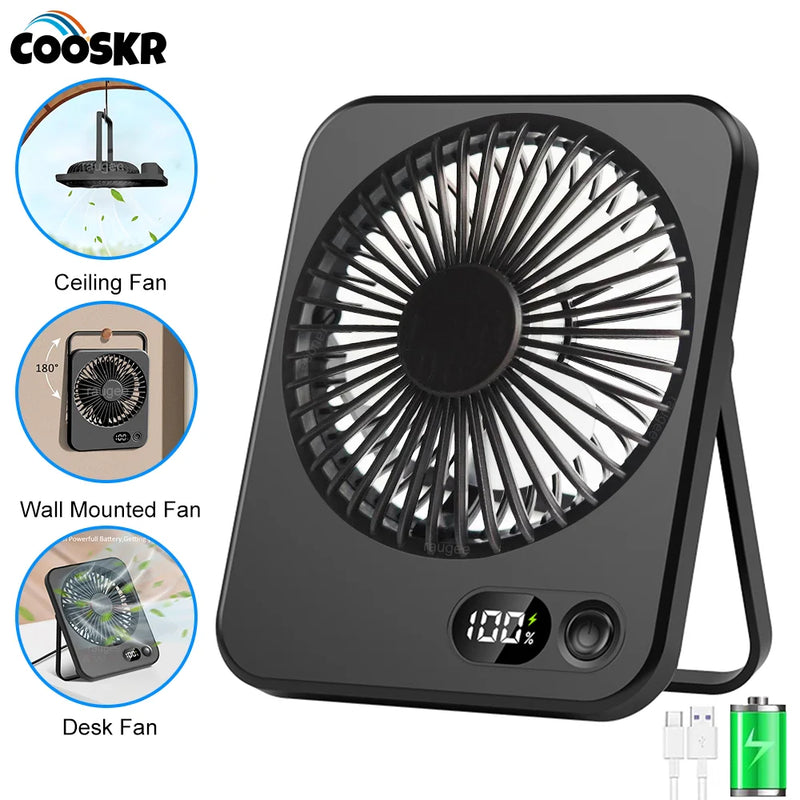 Portable Rechargeable Desk Fan with 5 Speed Settings