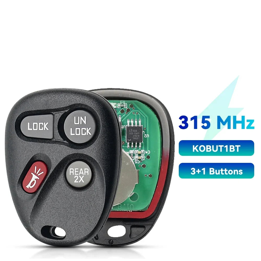 A black replacement remote car key fob with LOCK and UN LOCK buttons, featuring 3+1 buttons.