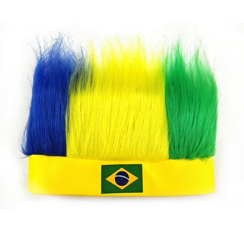 Bandeau Perruque en Fausse Fourrure avec Drapeau National