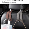 Dual suede hooks for car seat back storage used to hang handbags and other items
