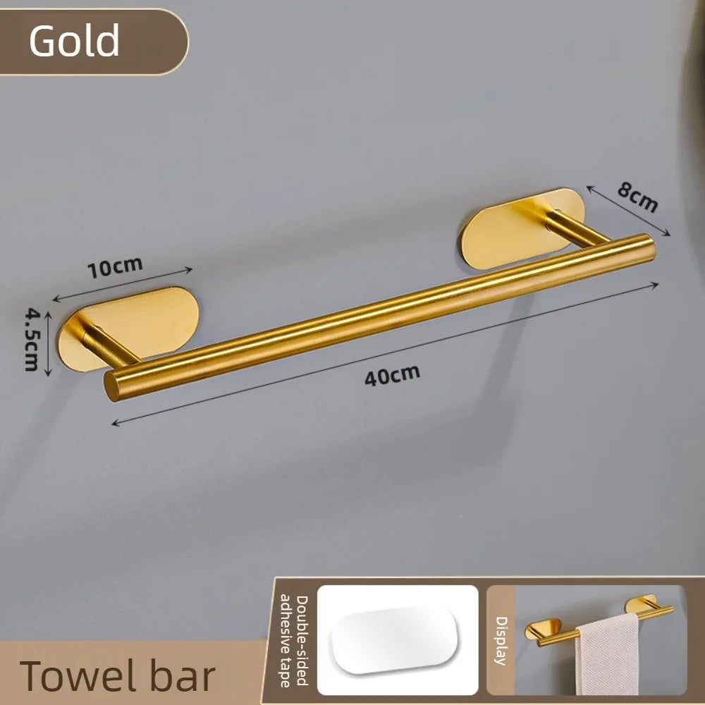 Adhesive Stainless Steel Towel Bar - No Drill Wall Mount