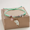 Enamel Cat & Flower Charm Bracelet