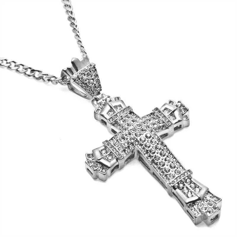 Collier Pendent Croix en Strass Élégant
