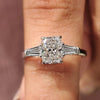 Radiant Cut Moissanite Engagement Ring with Baguette Side Stones