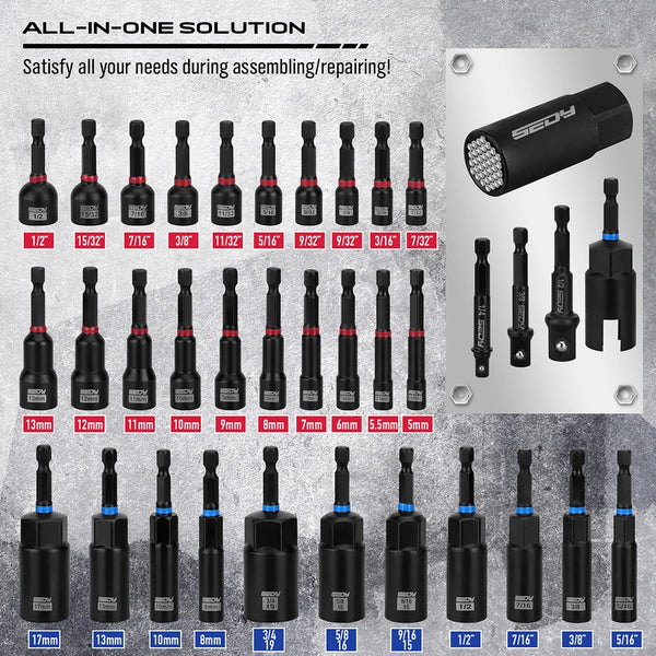 Magnetic Impact Nut Driver Set - Metric & SAE