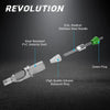 A professional tattoo cartridge needle assembly featuring a 316L medical stainless steel needle, PVC shell, and a silicone re
