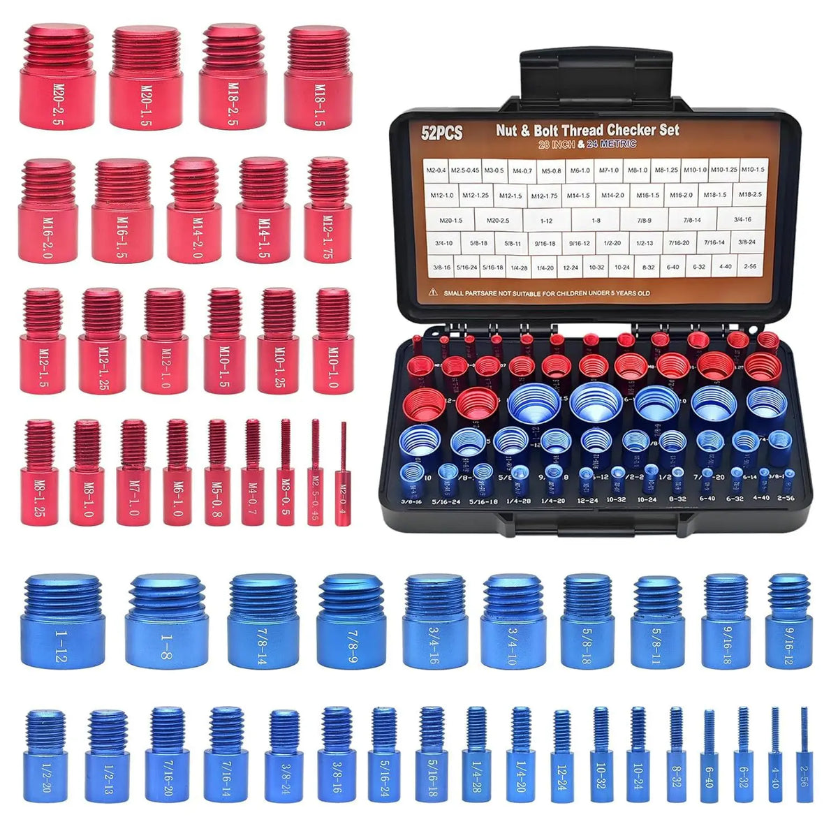 Metric & SAE Thread Checker Gauge Set (52-Piece)