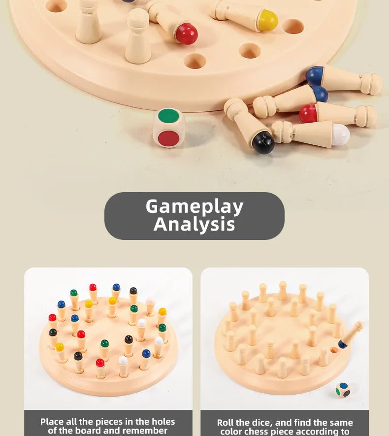 Wooden Memory Match Stick Chess Game – Montessori Color Matching Board Game