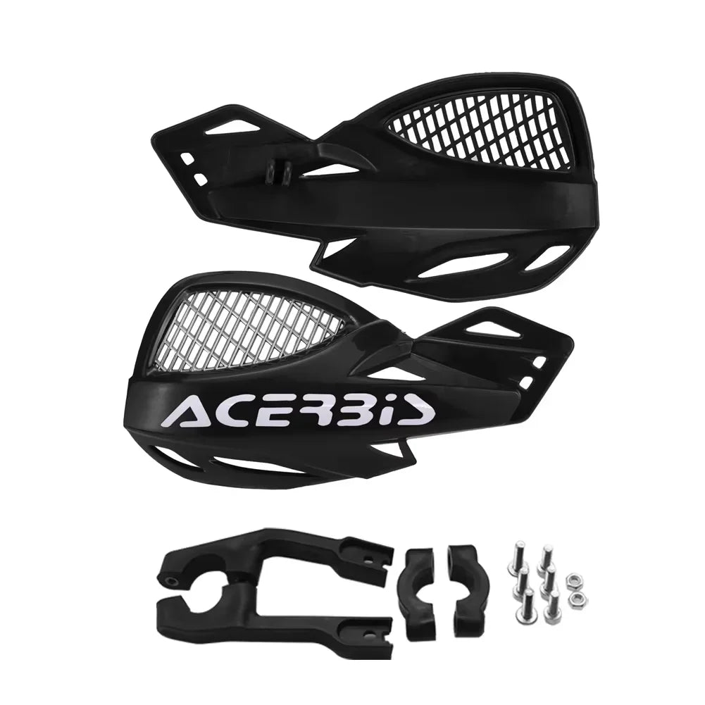 Black universal motorcycle hand guards made of windproof and protective nylon shields