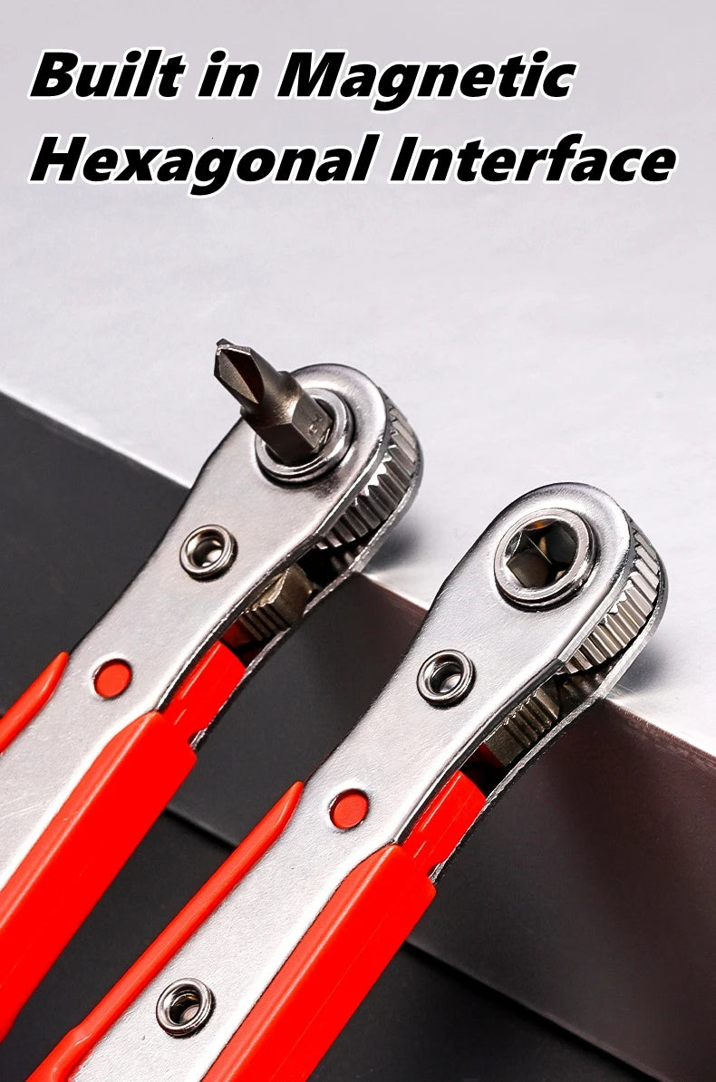 Compact 90-Degree Ratcheting Screwdriver Set with Bit Kit