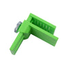 A bright green precision vinyl cutting tool featuring a plastic frame and a clear measurement scale.