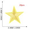 A yellow star embroidery patch is shown against a measurement scale, indicating its size of 3.0cm or 1.2inch.