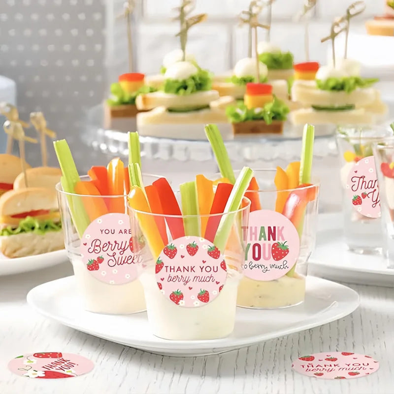 Strawberry Thank You Stickers – 500-Pack for Sealing, Decorating & Gifting