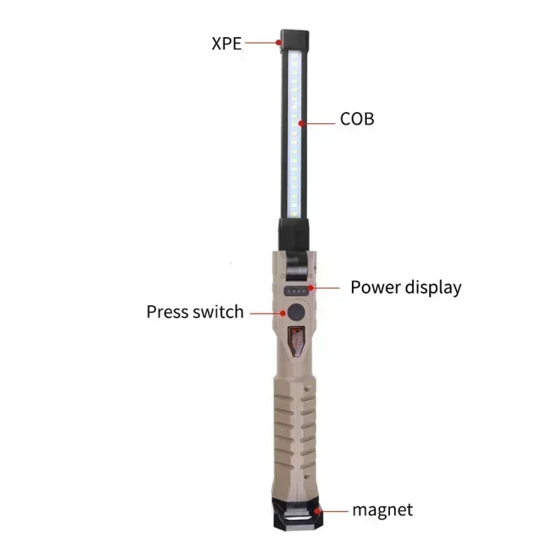 Foldable LED Work Light with Magnetic Base and USB Charging