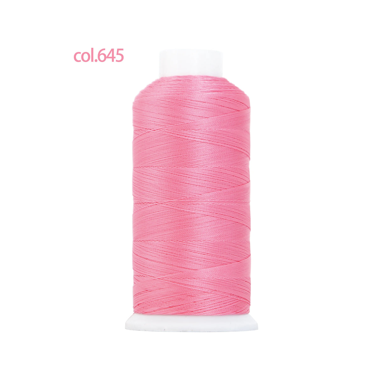 Spool of bright pink heavy-duty nylon bonded thread, color col.645.