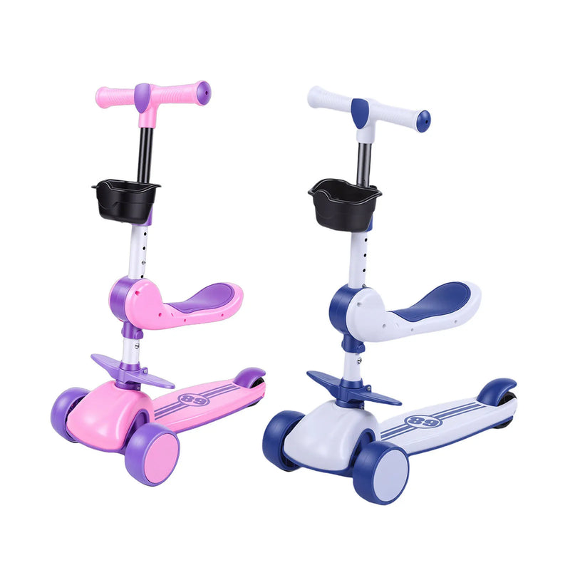 Kids 3-Wheel LED Light-Up Scooter with Adjustable Handlebar & Removable Seat