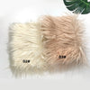 Two shades of light beige faux fur fabric labeled 02 and 03 displayed for DIY sewing or cosplay.