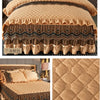 Crystal Velvet Gold Lace Bed Skirt with Anti-Slip Base