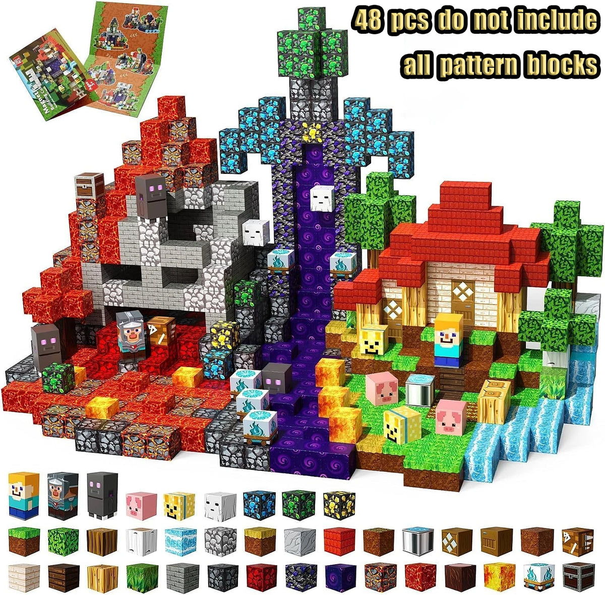 Ein großes Set magnetischer Bausteine mit farbigen und formigen Teilen zum Bauen.