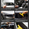 Step-by-step instructions showing how to install a matte smoke headlight and taillight tint vinyl wrap film on a car.