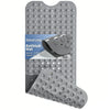 A gray extra long non-slip bathtub mat with suction cups and drain holes.