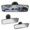 A set of three 360° rotating wide-angle car rear view mirrors shown in various angles.