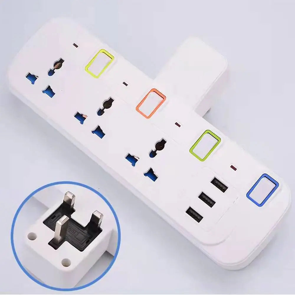 White smart USB power strip with surge protection features and multiple outlets