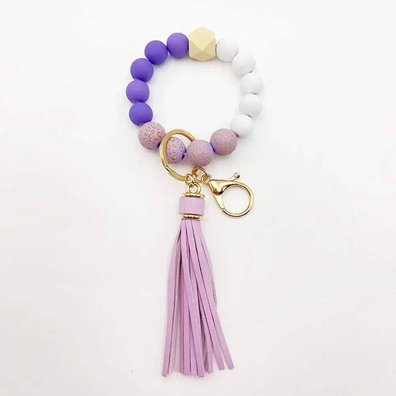 Boho Silicone Bead Keychain with Tassel