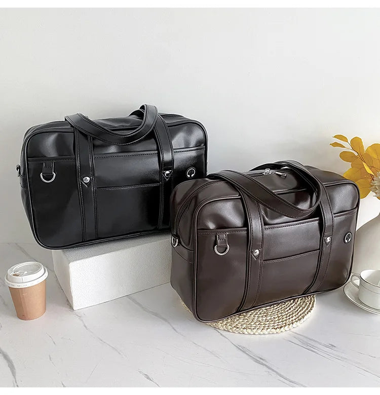 Japanese Preppy PU Leather Shoulder Bag