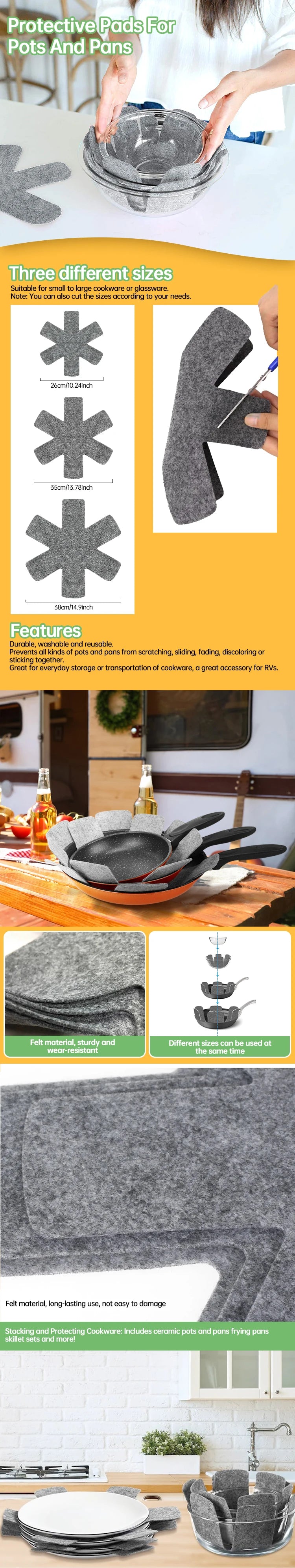 Felt Pot Protectors and Cookware Dividers