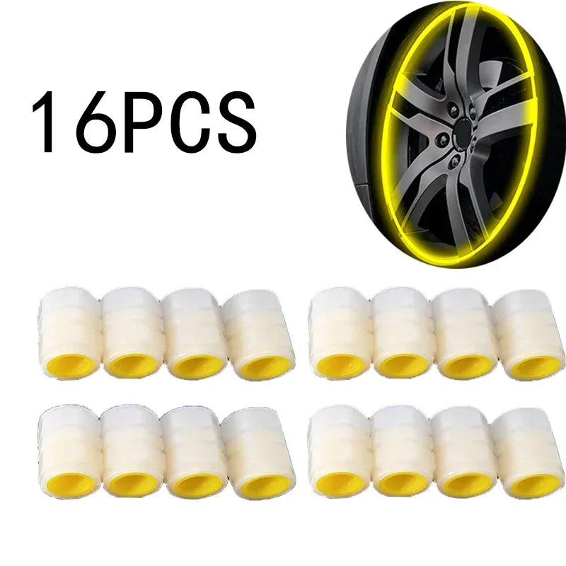 Glow-in-the-Dark Valve Caps for Car, Motorcycle & Bicycle Wheels (Set of 20)